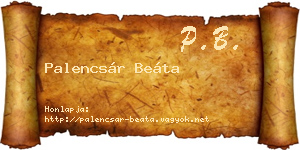 Palencsár Beáta névjegykártya
