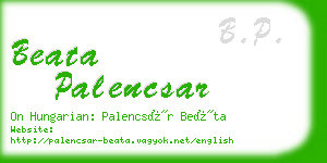 beata palencsar business card